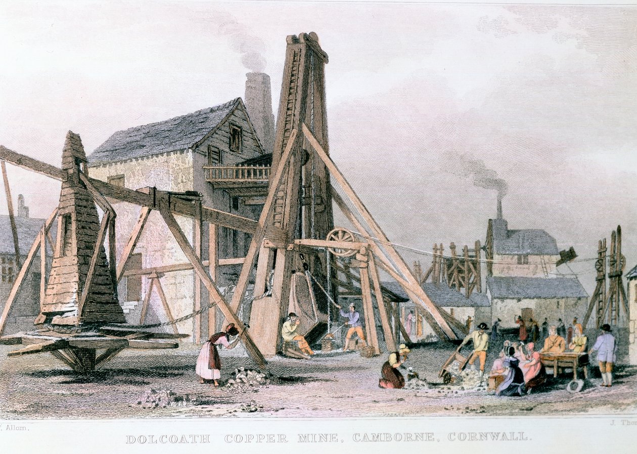 Dalcoath koppargruva, Camborne, Cornwall, c1830 av Unbekannt