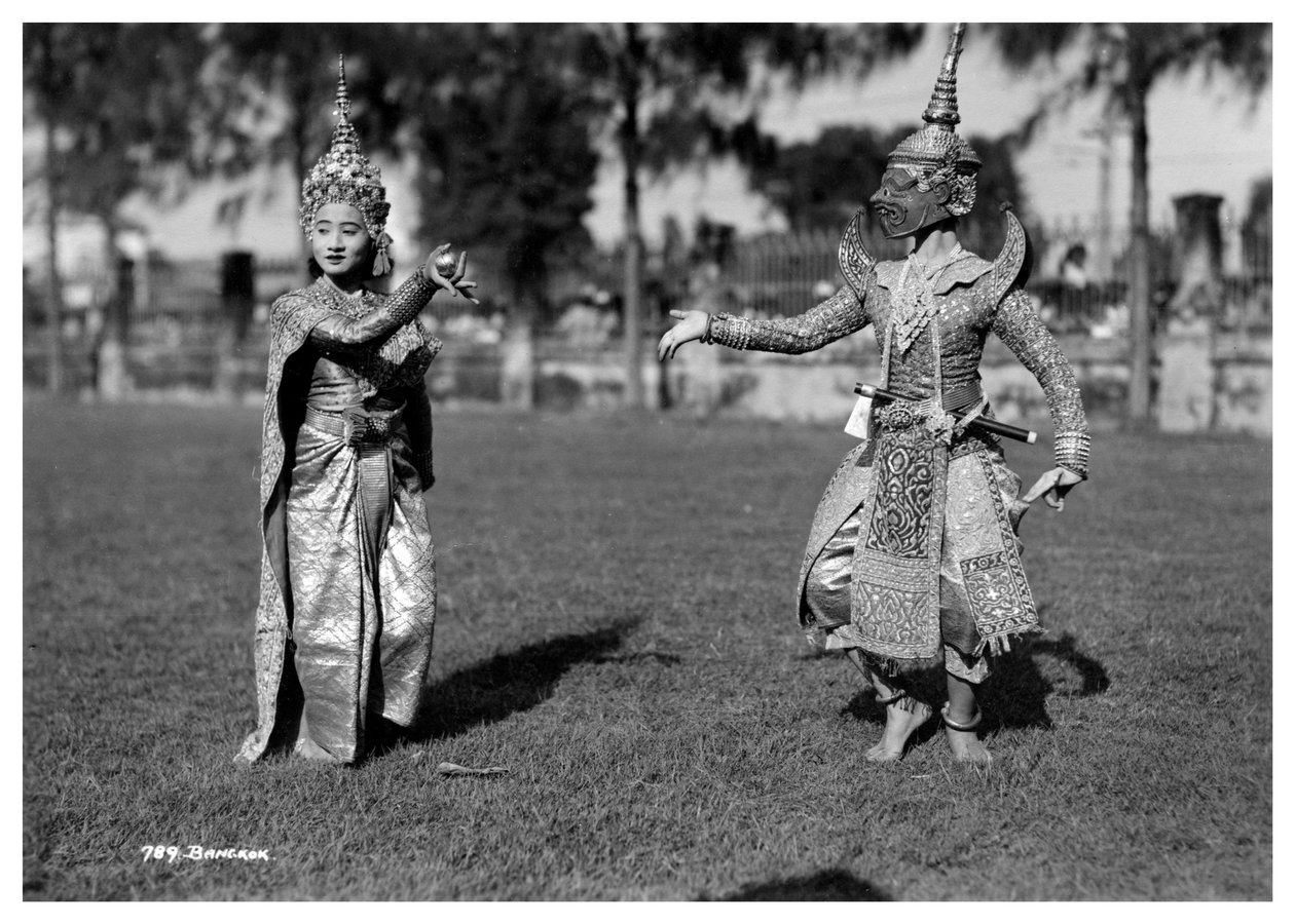Dansare i traditionell klädsel, Bangkok, Thailand, tidigt 1900-tal av Unbekannt