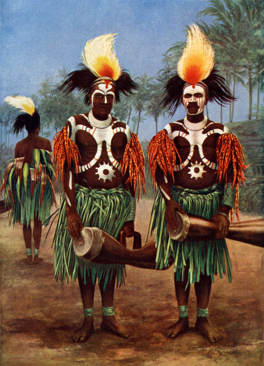 Dansare från Fly River-regionen, Papua Nya Guinea, 1920 av Unbekannt