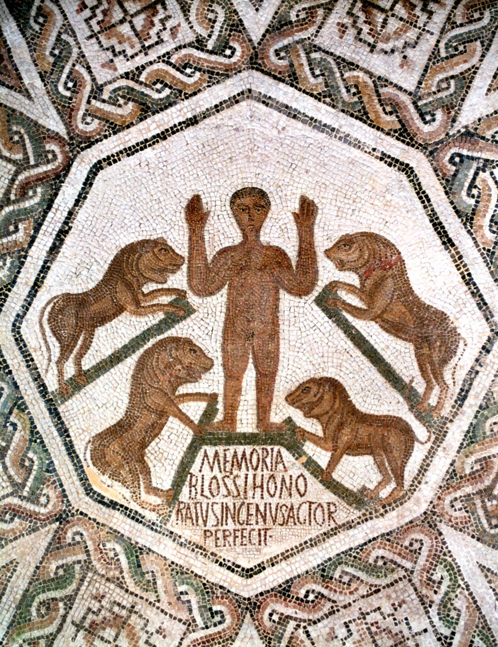 Daniel i lejonhålan, romersk mosaik från Bordj El Loudi, Tunisien, 500-talet e.Kr. av Unbekannt