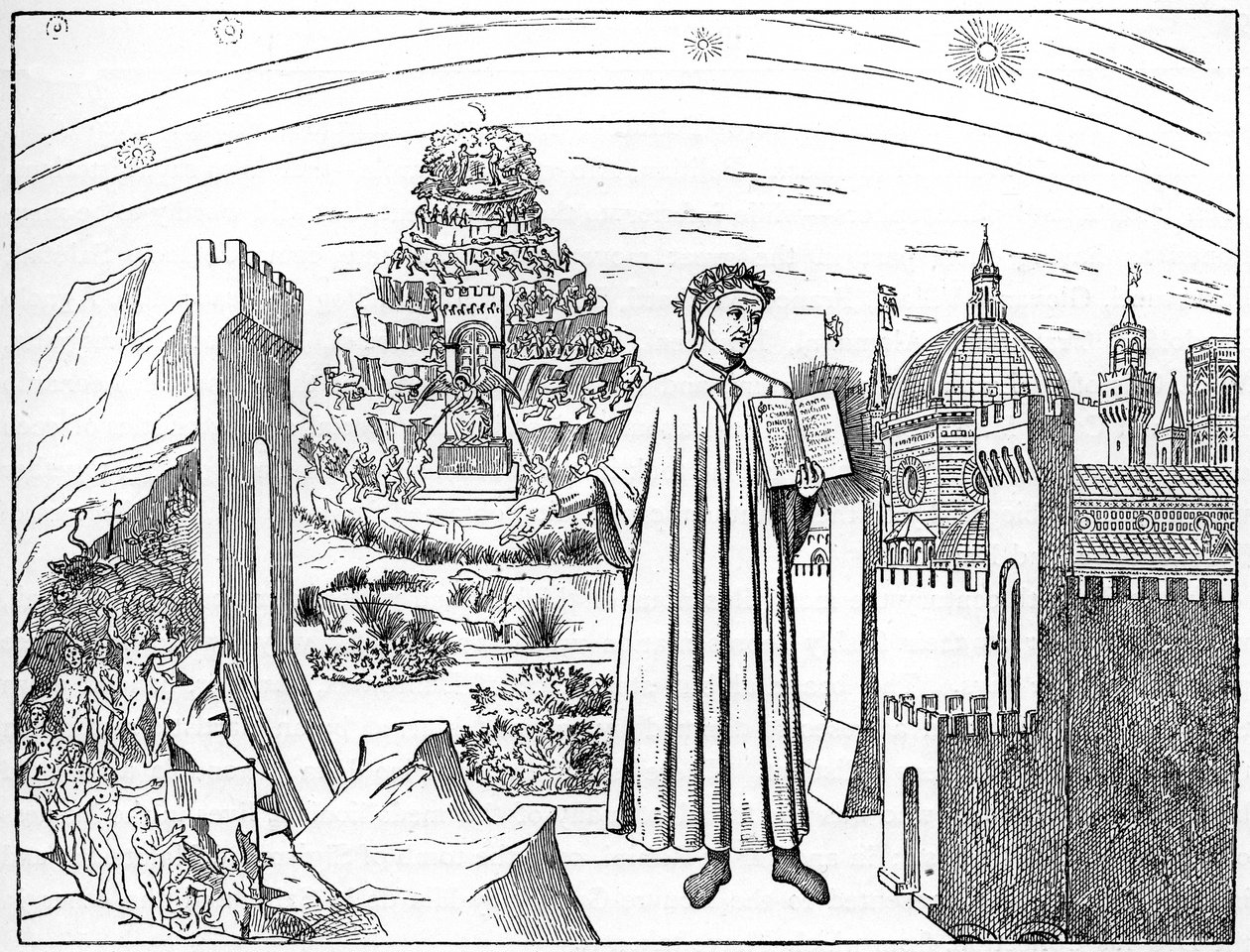 Dante 1265-1321, Florens och helvetets sju cirklar, 1882 av Unbekannt