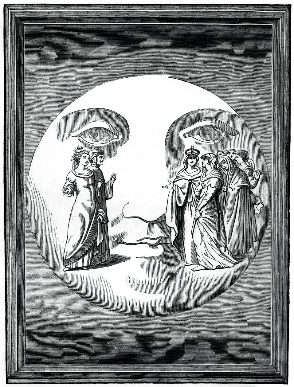 Dante och Beatrice transporterade till månen, 1500-talet 1870 av Unbekannt