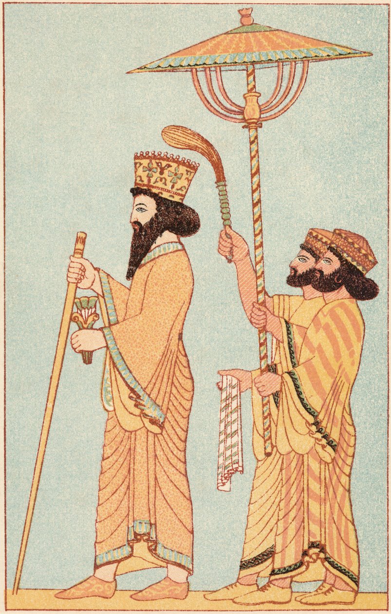 Darius I 548-486 f.Kr. Achaemenidisk kung av Persien från 521, med åtföljare, 1881 av Unbekannt