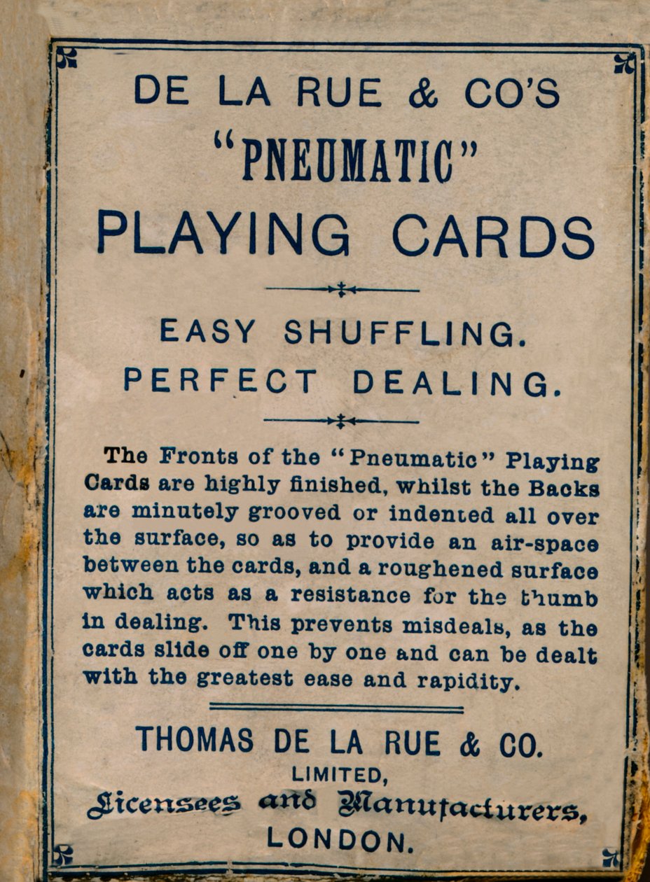 De La Rue & Cos pneumatiska spelkort, omslag, 1925. av Unbekannt