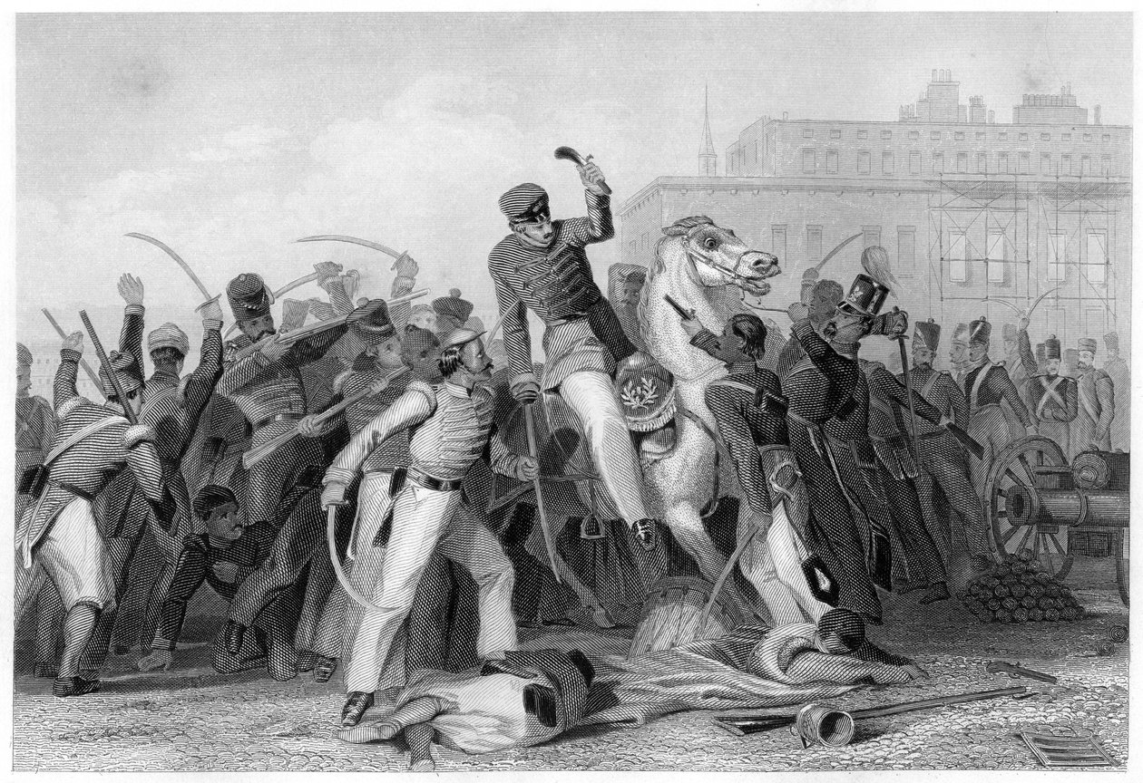 Överste Finnis död i Meerut, 1857, c1860 av Unbekannt