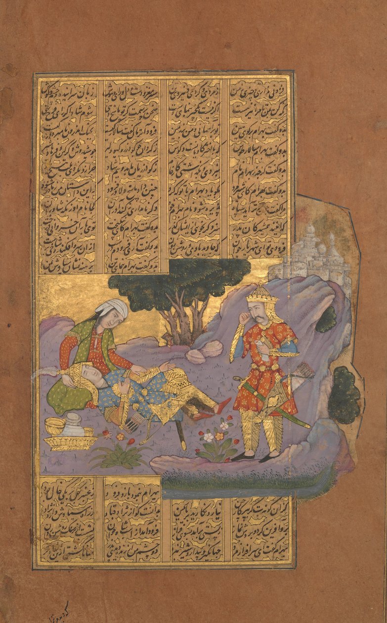 Death of Farud, Folio från en Shahnama Book of Kings of Firdausi, ca. 1610. av Unbekannt