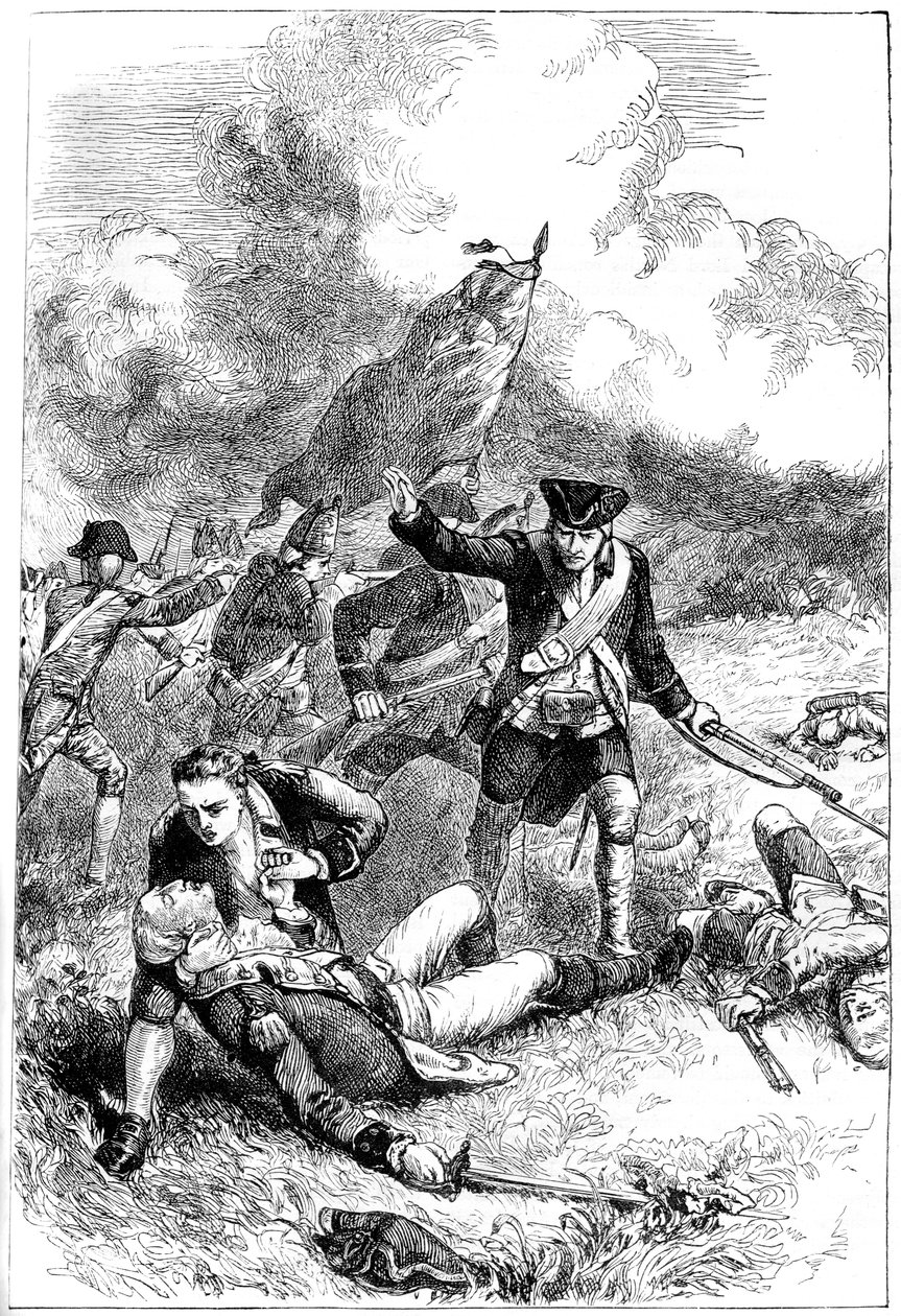 Major Pitcairns död, slaget vid Bunker Hill, Boston, Massachusetts, 1775 c1880 av Unbekannt