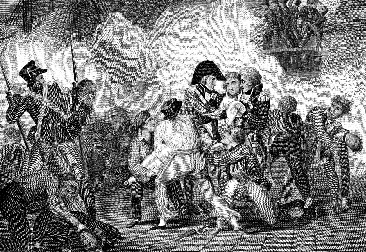 Nelsons död ombord på HMS Victory i slaget vid Trafalgar, 1805 1827 av Unbekannt
