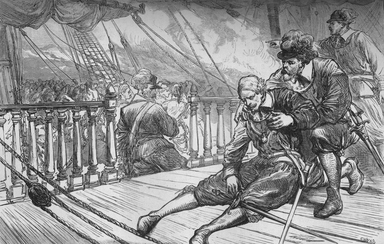 Van Tromps död, 10 augusti 1653, c1880 av Unbekannt