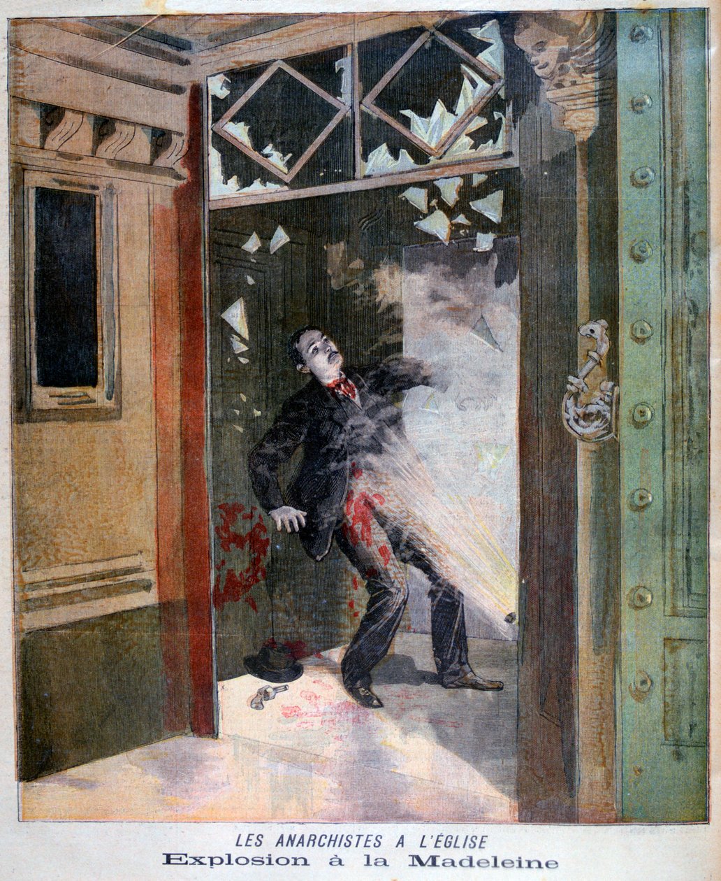 Anarkisten Jean Pauwels död i kyrkan la Madeleine, Paris, 1894 av Unbekannt