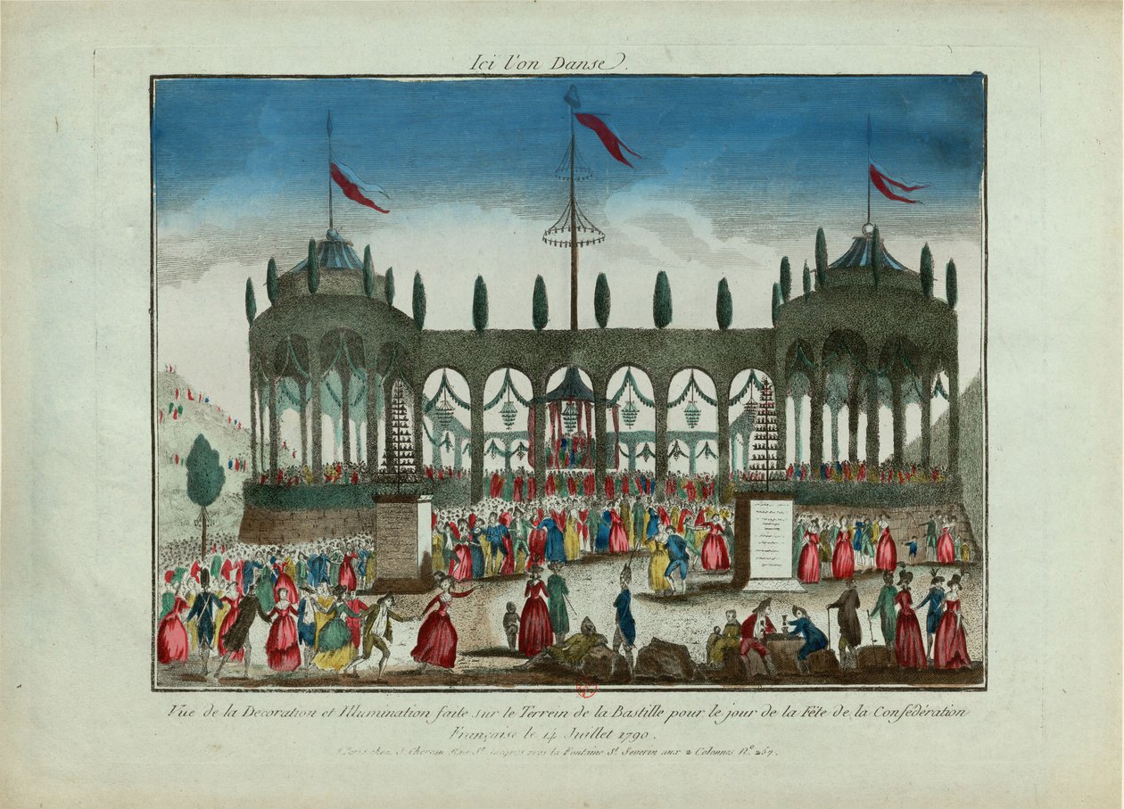Dekoration och belysning av Bastiljen för federationens festival den 14 juli 1790. av Unbekannt