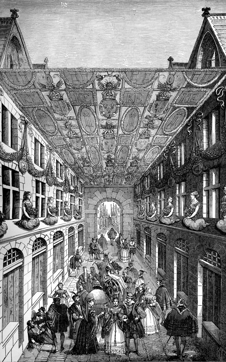 Dekoration av Notre Dame-bron, Paris, för inträdet av Charles IX av Frankrike, 1571 1882-1884 av Unbekannt