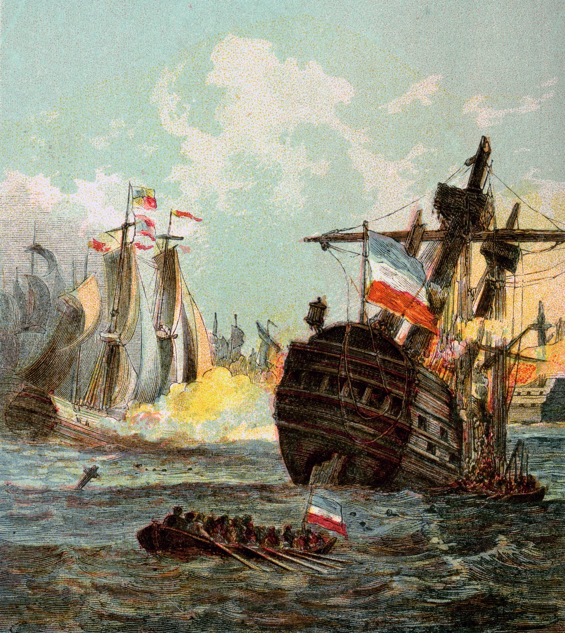 Nederlag för den holländska flottan, 1666 c1850-talet av Unbekannt