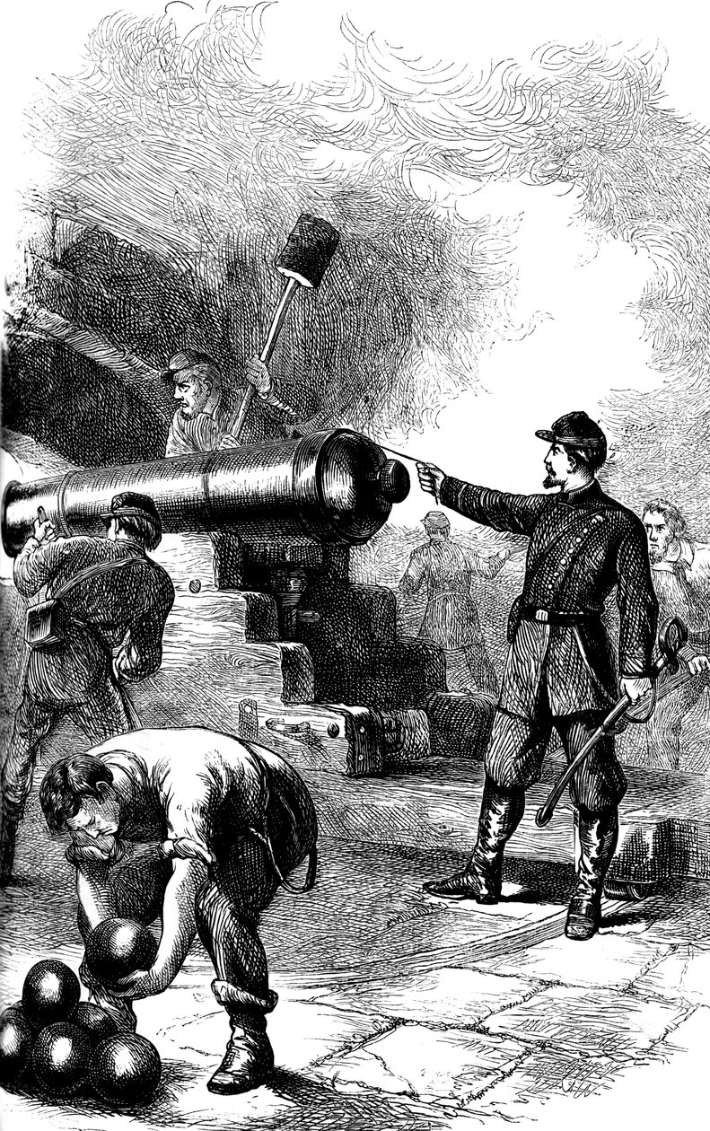 Försvar av Fort Sumter, South Carolina, 1861 c1880 av Unbekannt