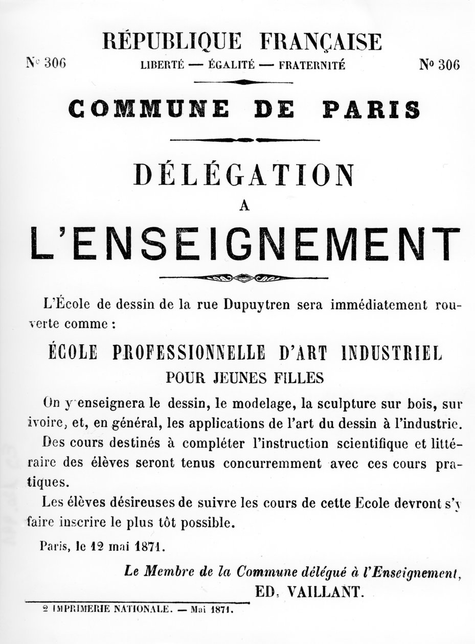 Delegation a Lenseignement, från franska politiska affischer från Pariskommunen, maj 1871 av Unbekannt