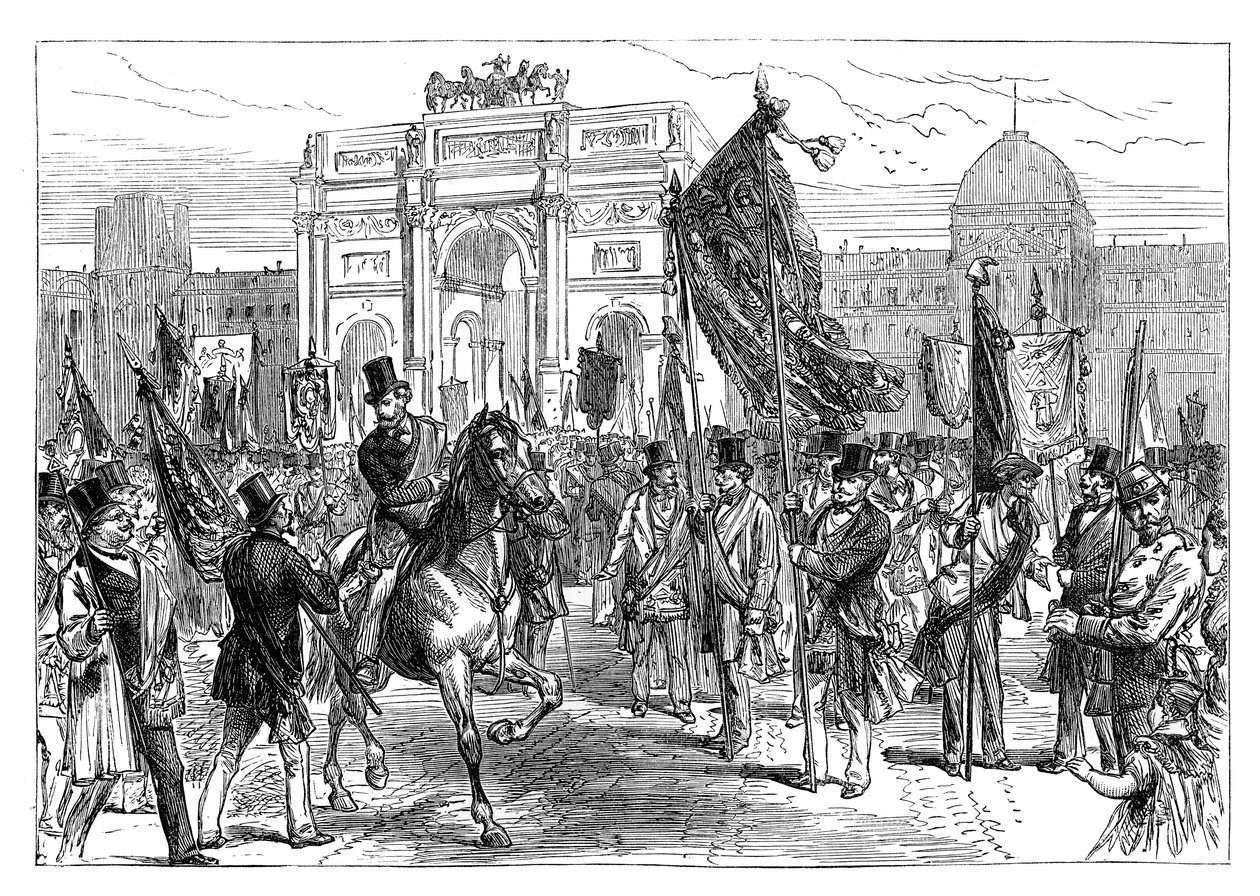 Demonstration av frimurarna i Paris, Frankrike, 1870 slutet av 1800-talet av Unbekannt