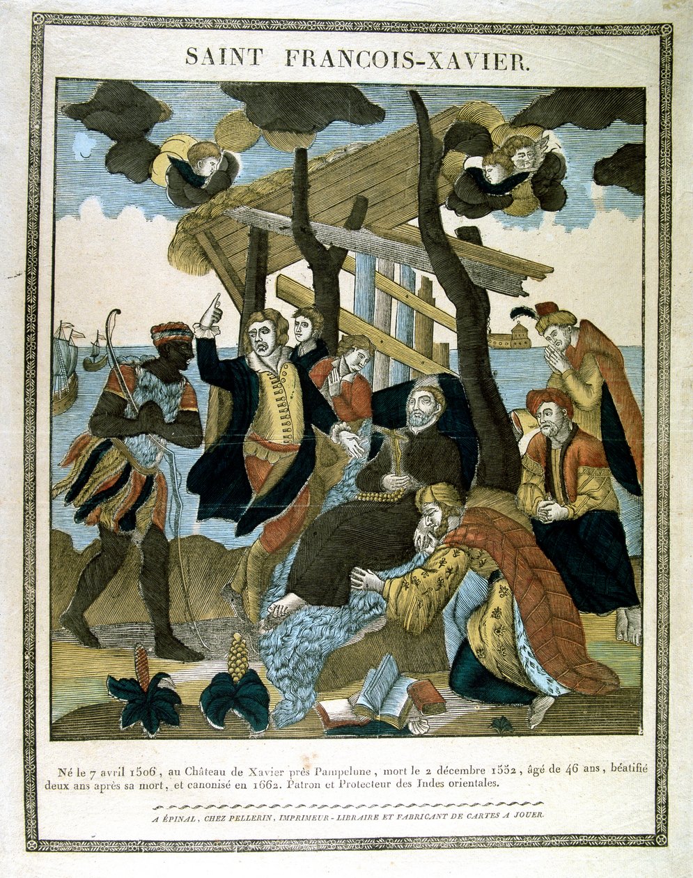 Skildring av St Francis Xavier 1506-1552, missionär som grundade jesuitorden, 1800-talet av Unbekannt