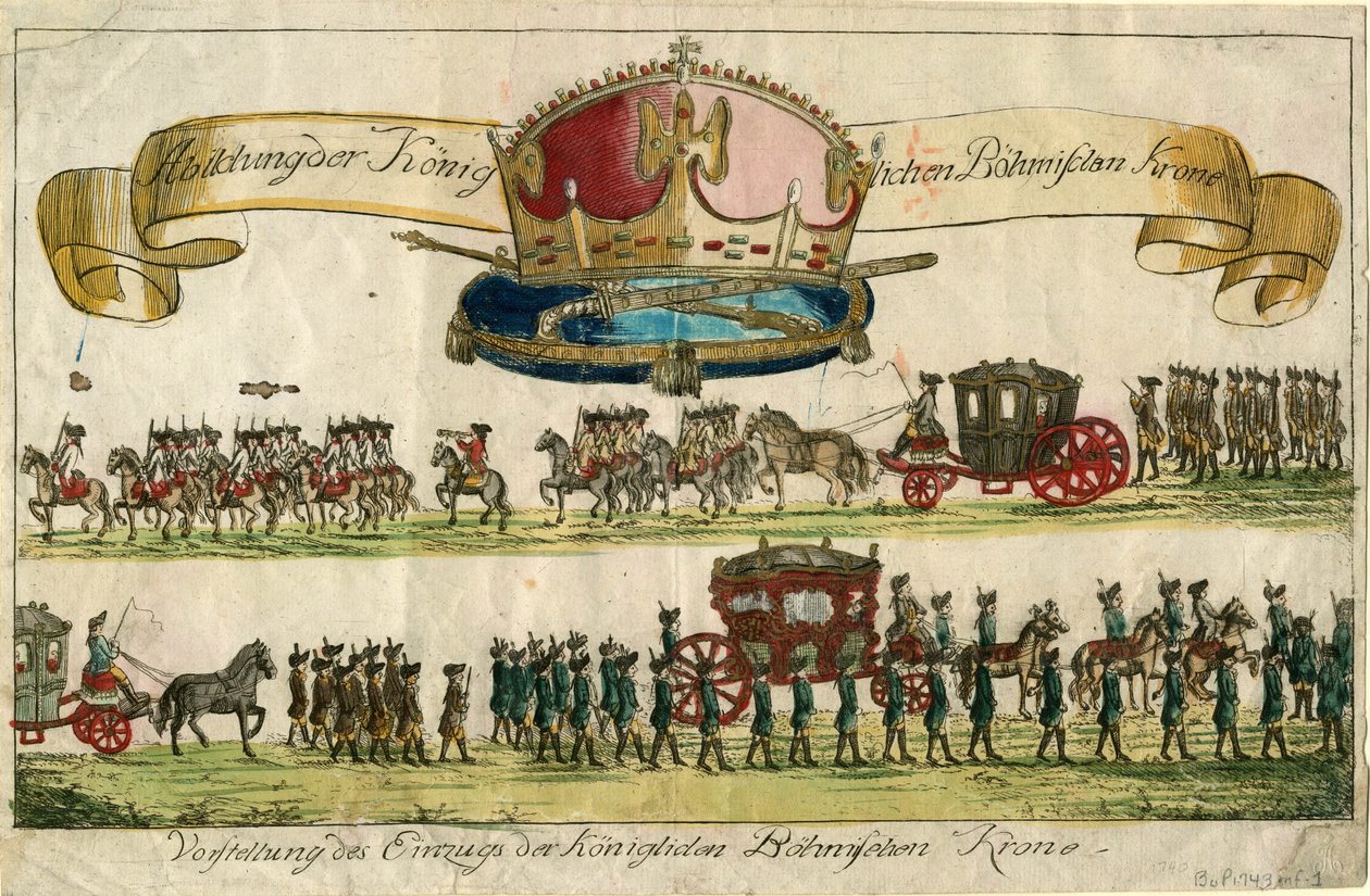 Avbildning av Royal Bohemian Crown: Presentation av Royal Bohemian Crowns inträde, 1743. av Unbekannt