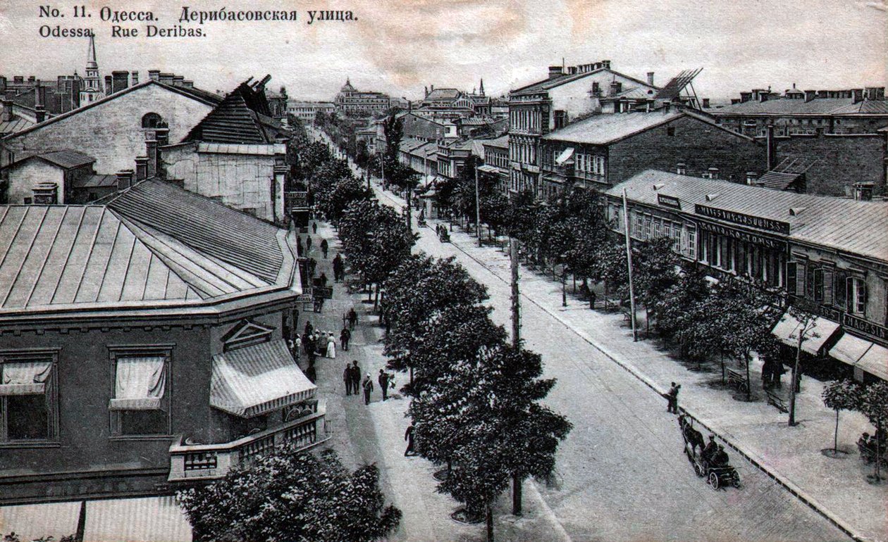 Deribasovskaya Street, Odessa, Ryssland, mitten av 1800-talet av Unbekannt