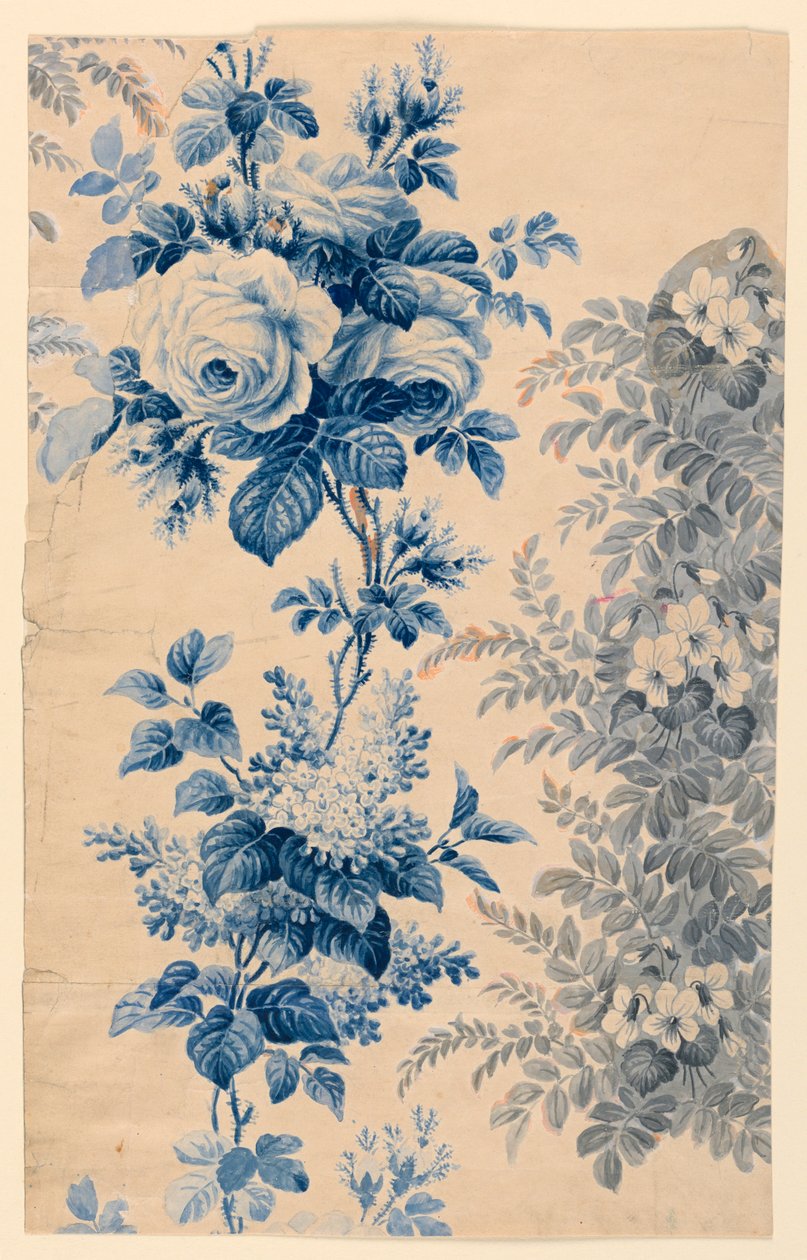 Design för blommigt tyg eller tapeter, 1880–90 av Unbekannt