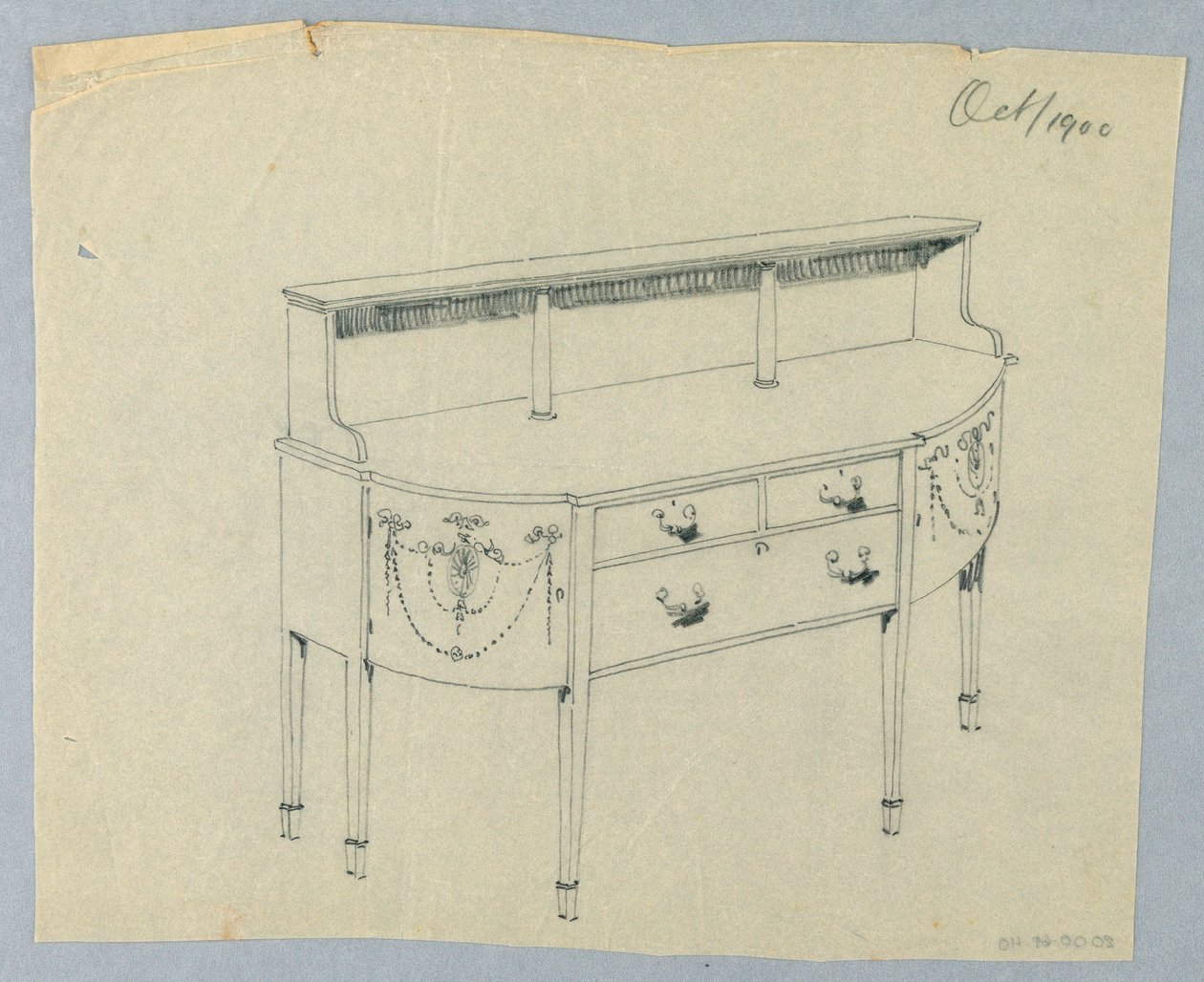 Design för skänk med nyklassisk prydnad, oktober 1900 av Unbekannt