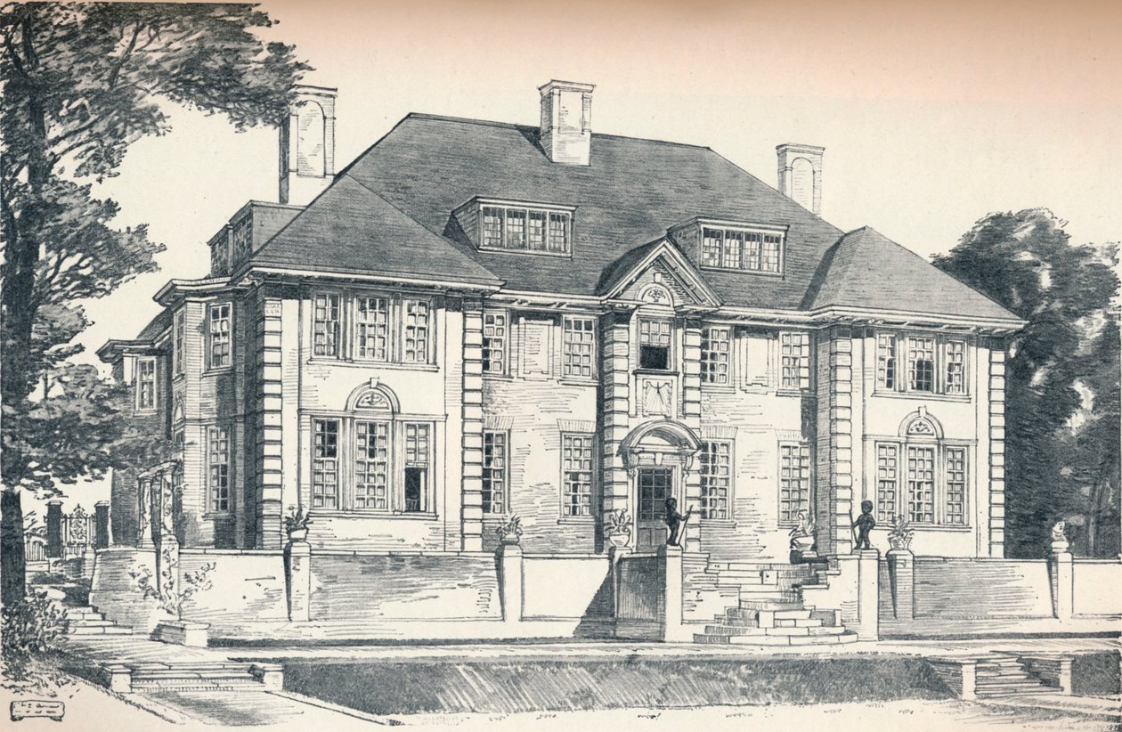 Design för ett hus i Hampstead av C. H. B. Quennell, c1913 av Unbekannt