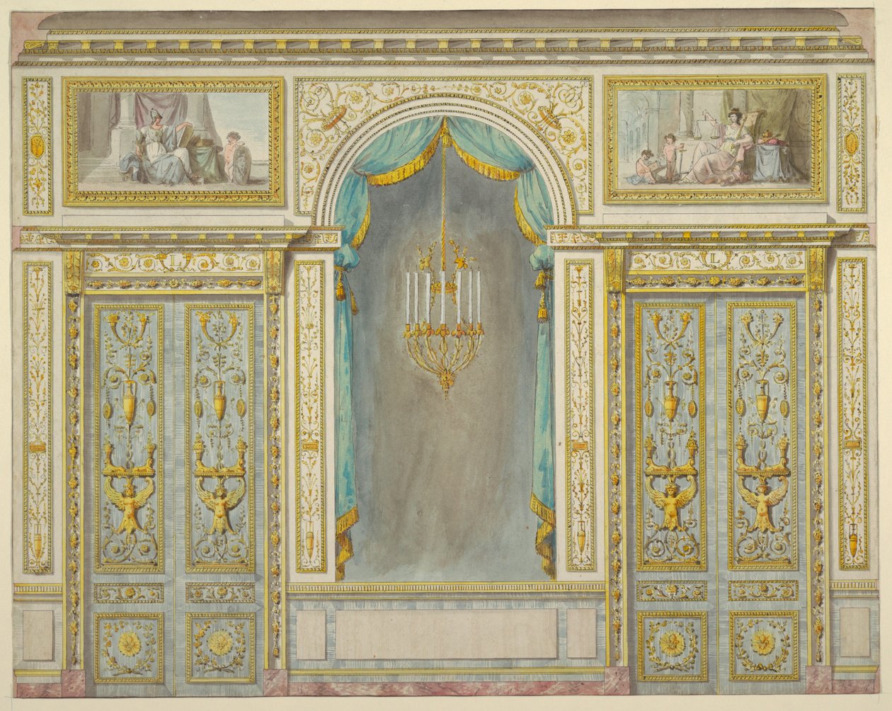 Design för väggdekorationen till Marie-Antoinettes lägenhet på Fontainebleau Palace av Unbekannt