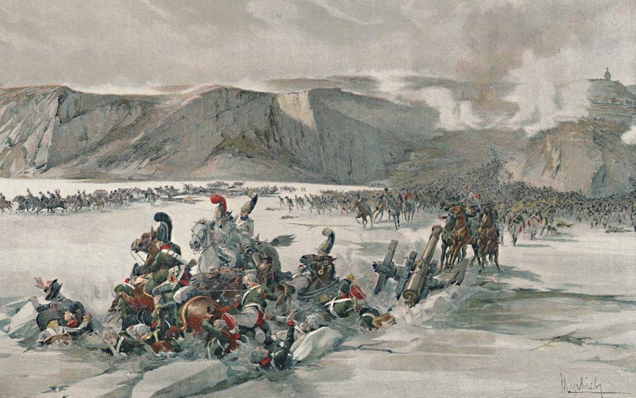 Förstörelse av retirerande ryssar vid Satschan-sjön, 1805, 1896 av Unbekannt