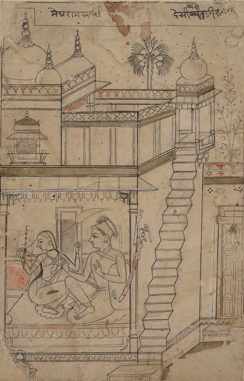 Desvarari Ragini: Folio från en ragamala-serie Garland of Musical Modes, tidigt 1700-tal. av Unbekannt