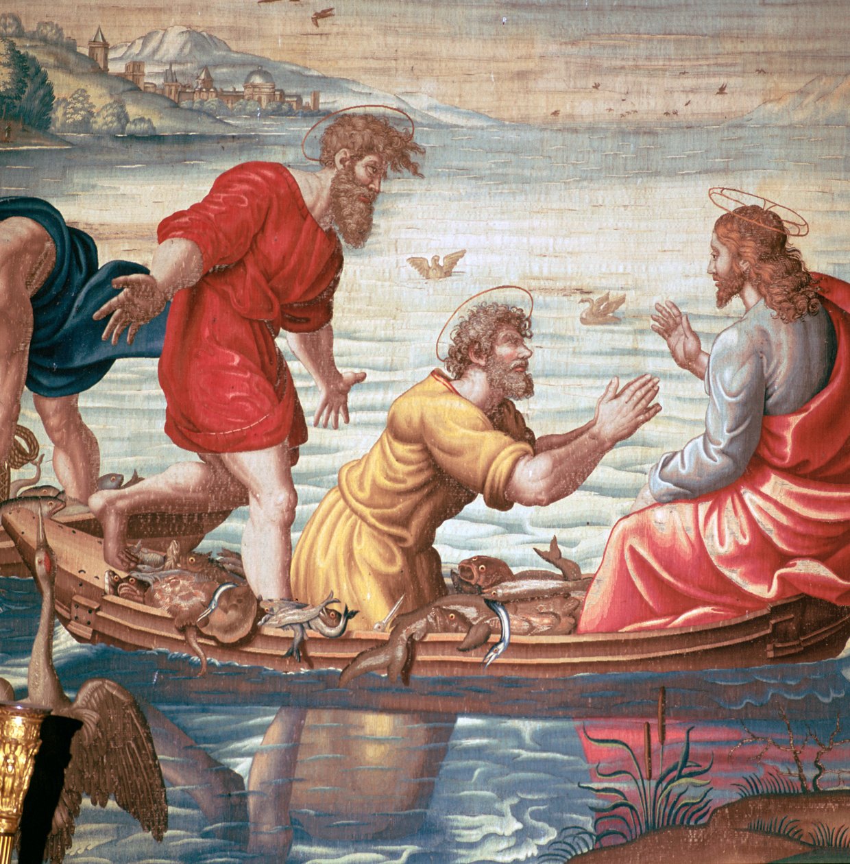 Detalj från Mortlakes Tapestries, som visar det mirakulösa draget av fiskar, 1600-talet av Unbekannt
