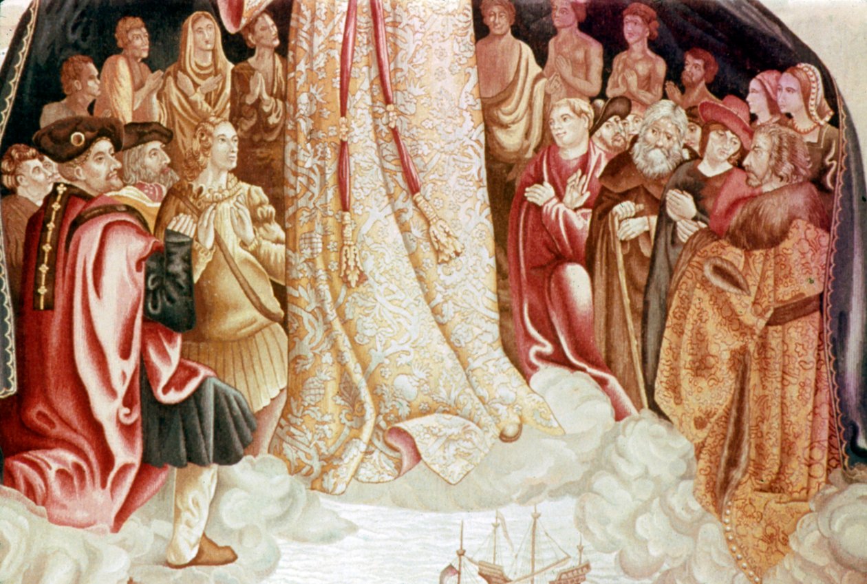 Detalj från The Virgin of the Navigators, 1500-talet av Unbekannt