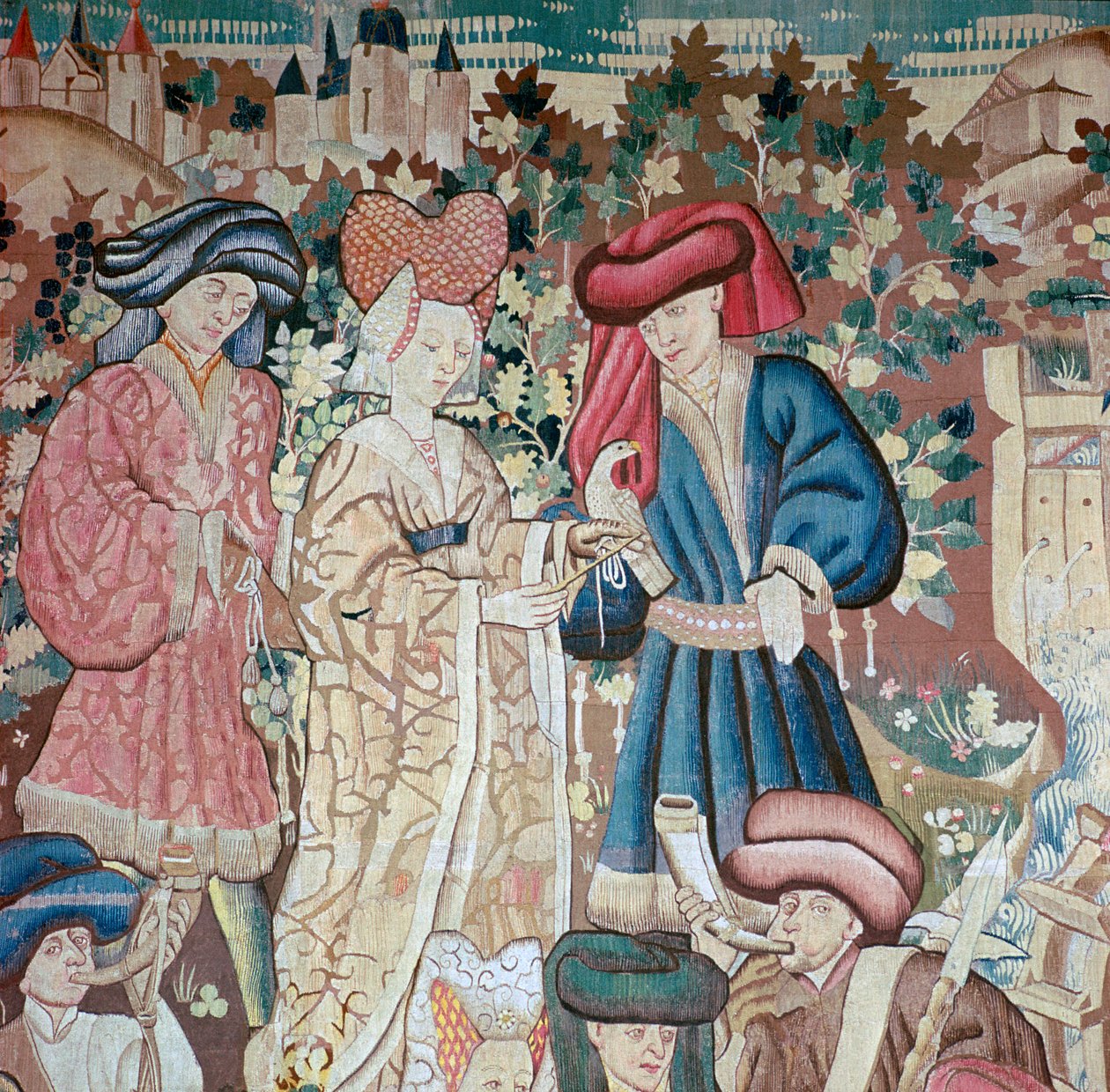 Detalj från Devonshire Hunting Tapestries, 1400-talet av Unbekannt