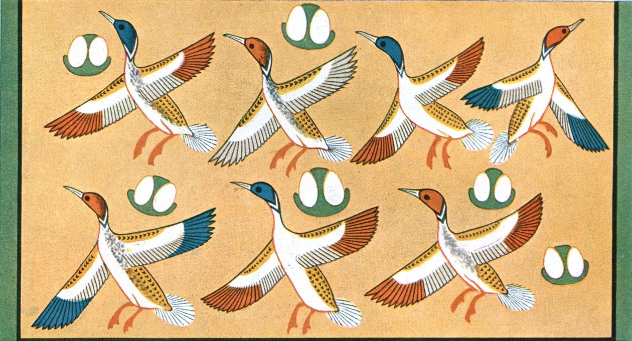 Detalj av takmålning i Aichesis grav, Thebe, Egypten, 1928. av Unbekannt