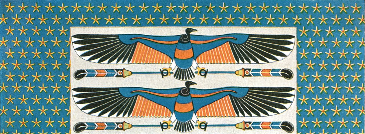 Detalj av takmålning i Bekenranefs grav i Sakkara, Egypten, 1928. av Unbekannt