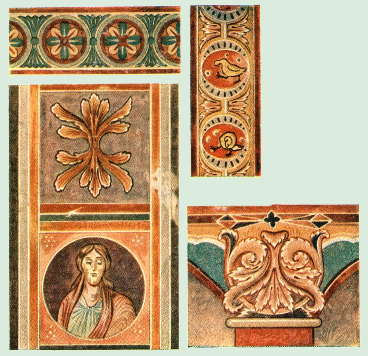 Detalj av väggmålningar i St. George-kyrkan, Oberzell, Reichenau, Tyskland, 1928. av Unbekannt