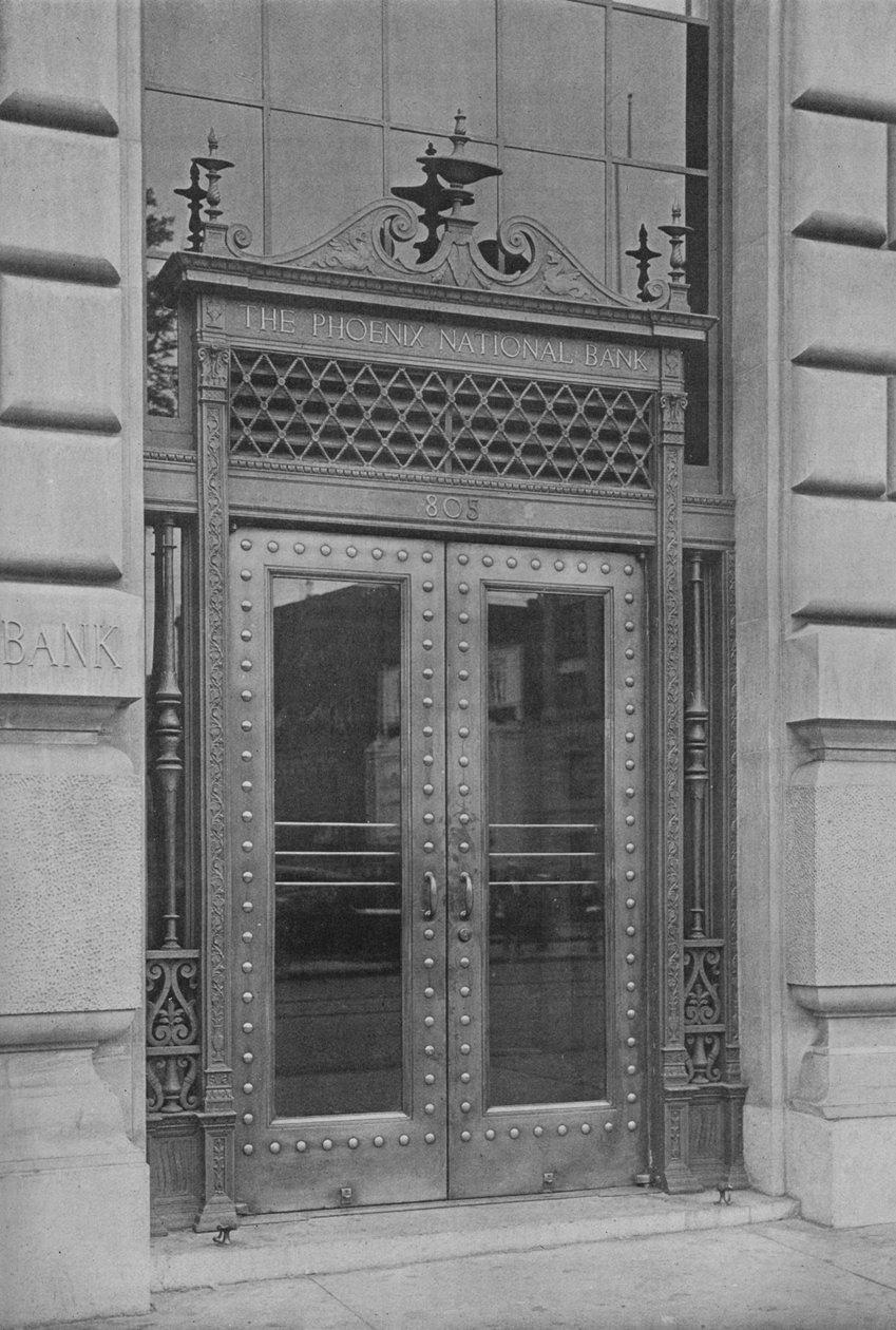 Detalj av sidoingångsdörren, Phoenix National Bank, 1924 av Unbekannt