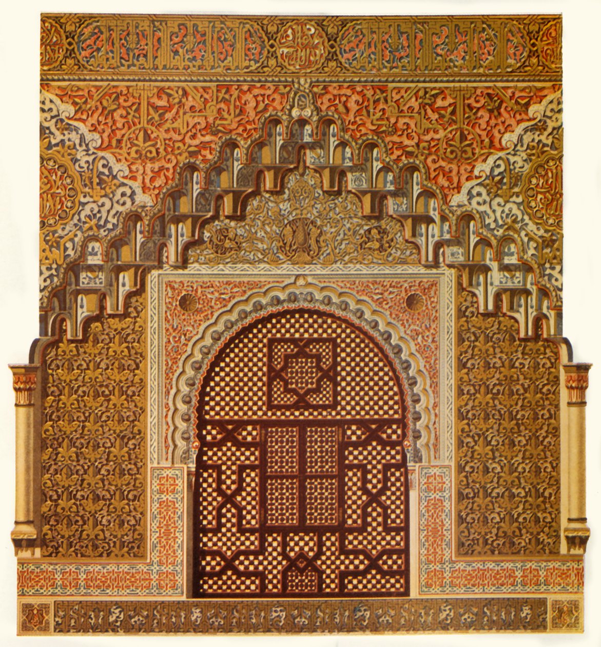 Detalj av sidofönstren i Hall of the Two Sisters, 1907. av Unbekannt