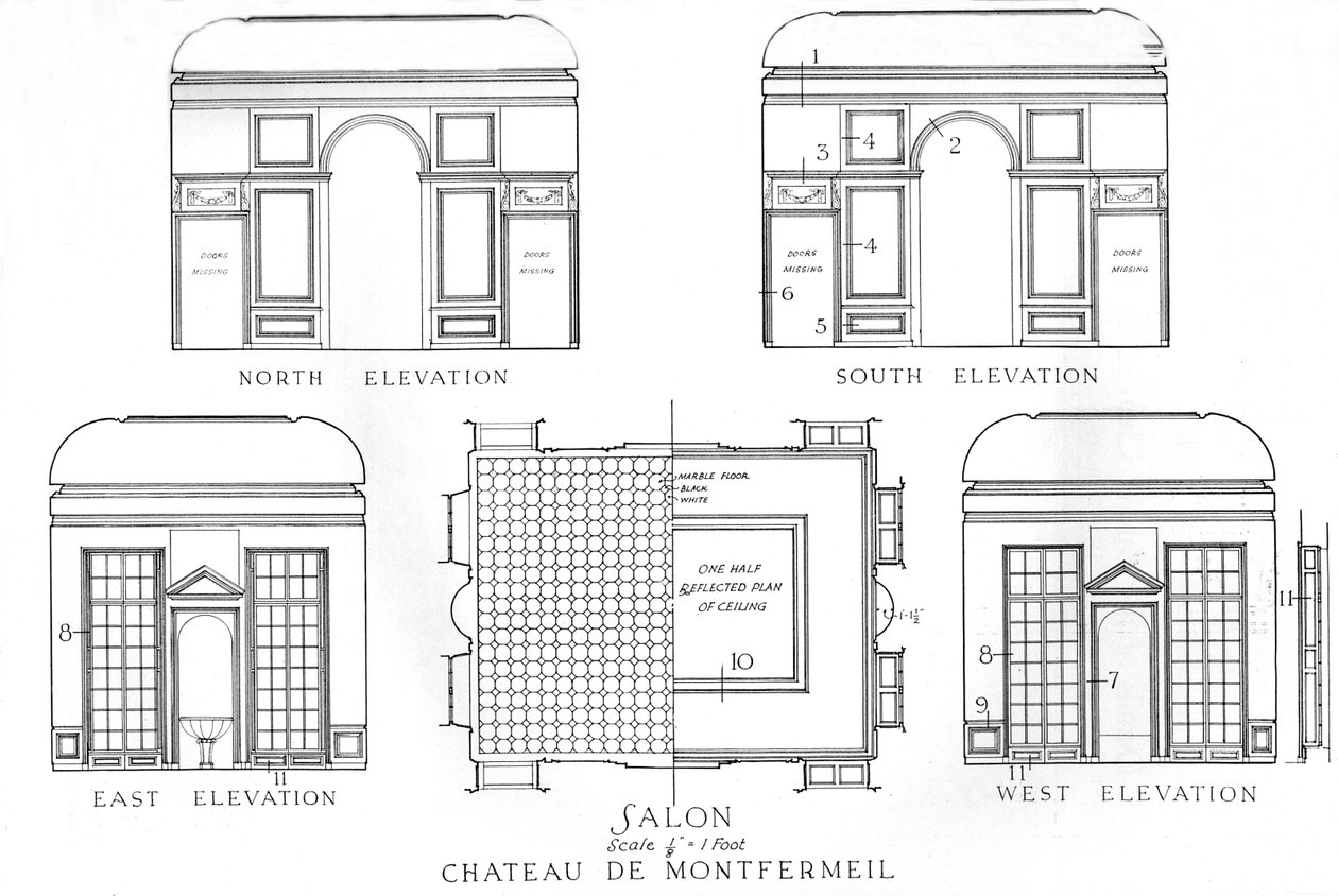Detaljer om salongerna, Chateau de Montfermeil, Paris, 1924 av Unbekannt