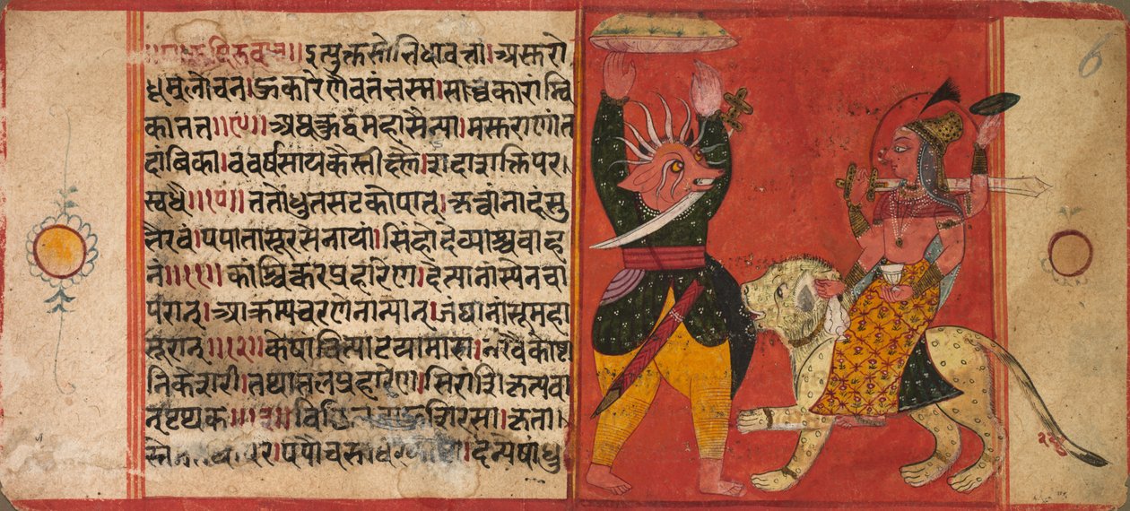 Devi attackerar en demon, c. 1630. av Unbekannt