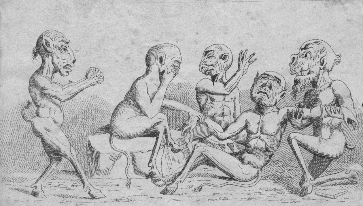 Devils at Home - Breathing a Vein, c1800-talet av Unbekannt