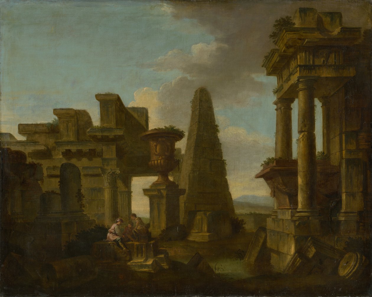 Dice Players in Romantic Ruins av Unbekannt