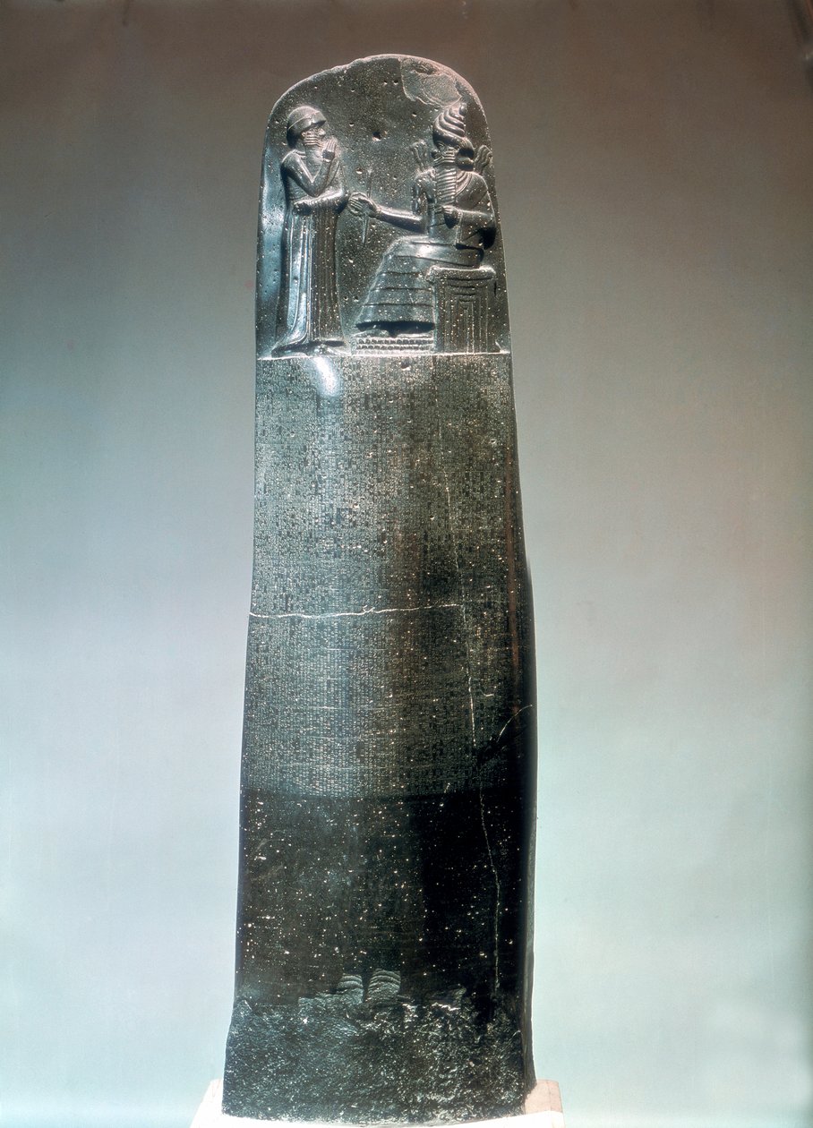 Dioritstele inskriven med Hammurabis lagar, 1700-talet f.Kr av Unbekannt