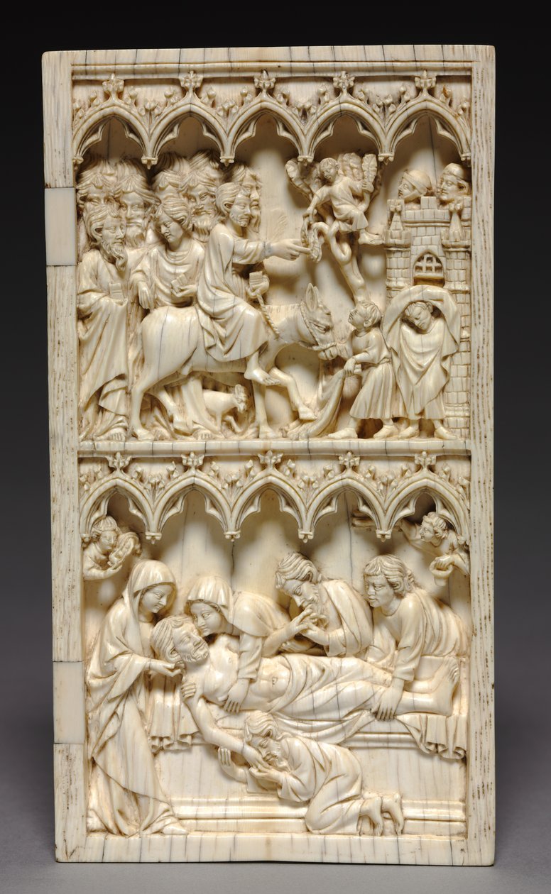 Diptyk med scener ur Kristi liv högerkanten: Entry into Jerusalem and Entombment, ca. 13 av Unbekannt