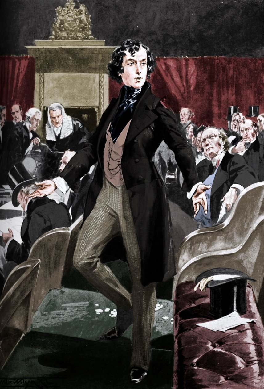 Disraels första tal i underhuset, 1800-talet c1905 av Unbekannt