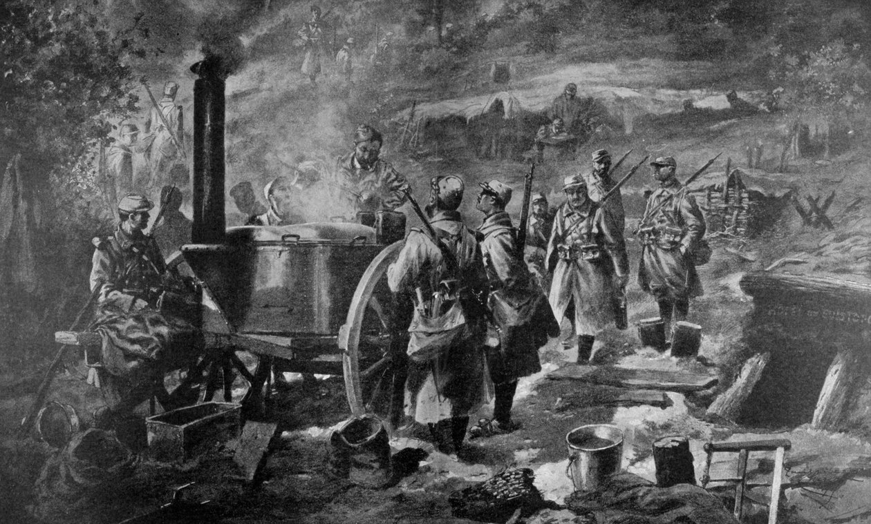 Utdelning av soppa vid fronten, 1915 av Unbekannt