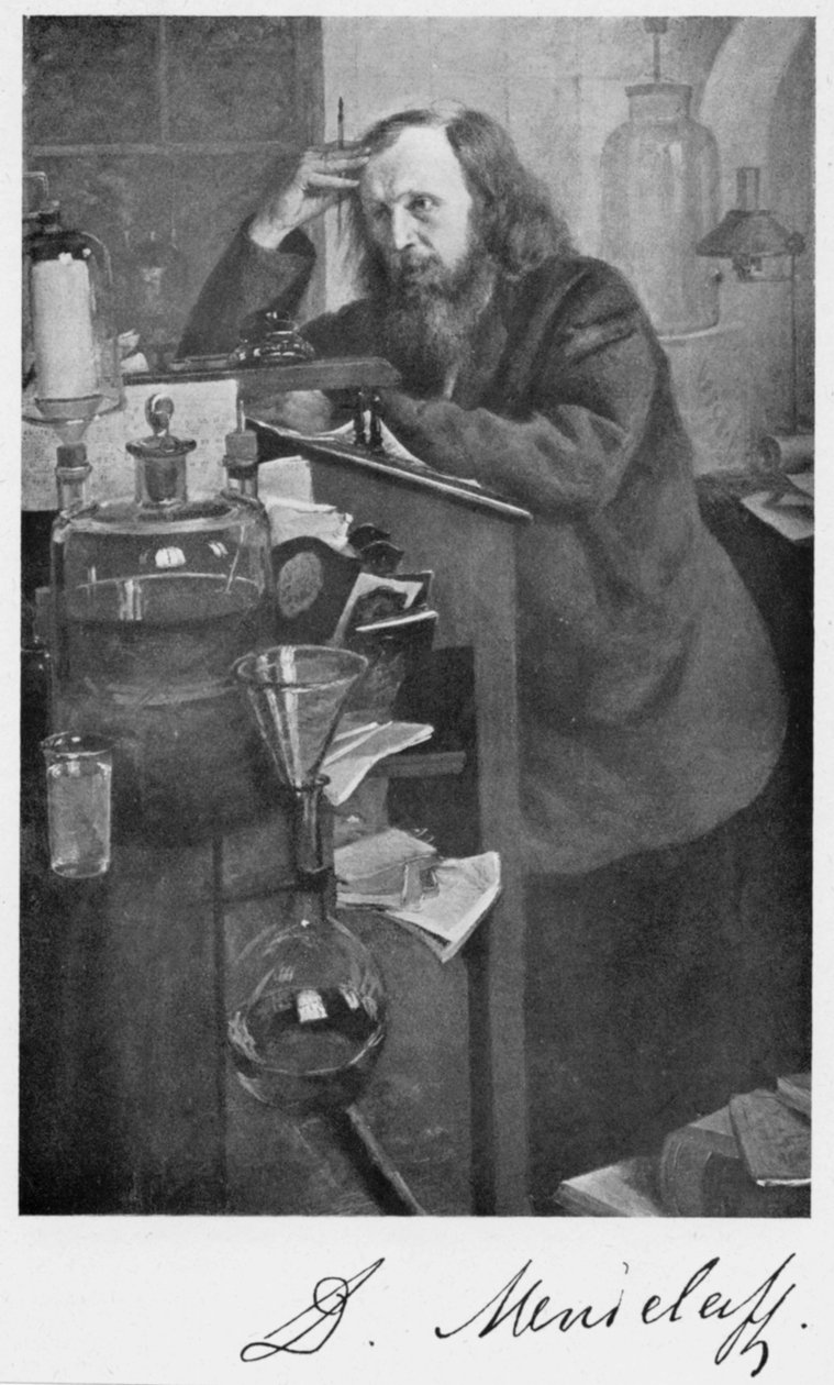 Dmitri Ivanovich Mendeleev 1834-1907, rysk kemist, ca 1900-talet av Unbekannt