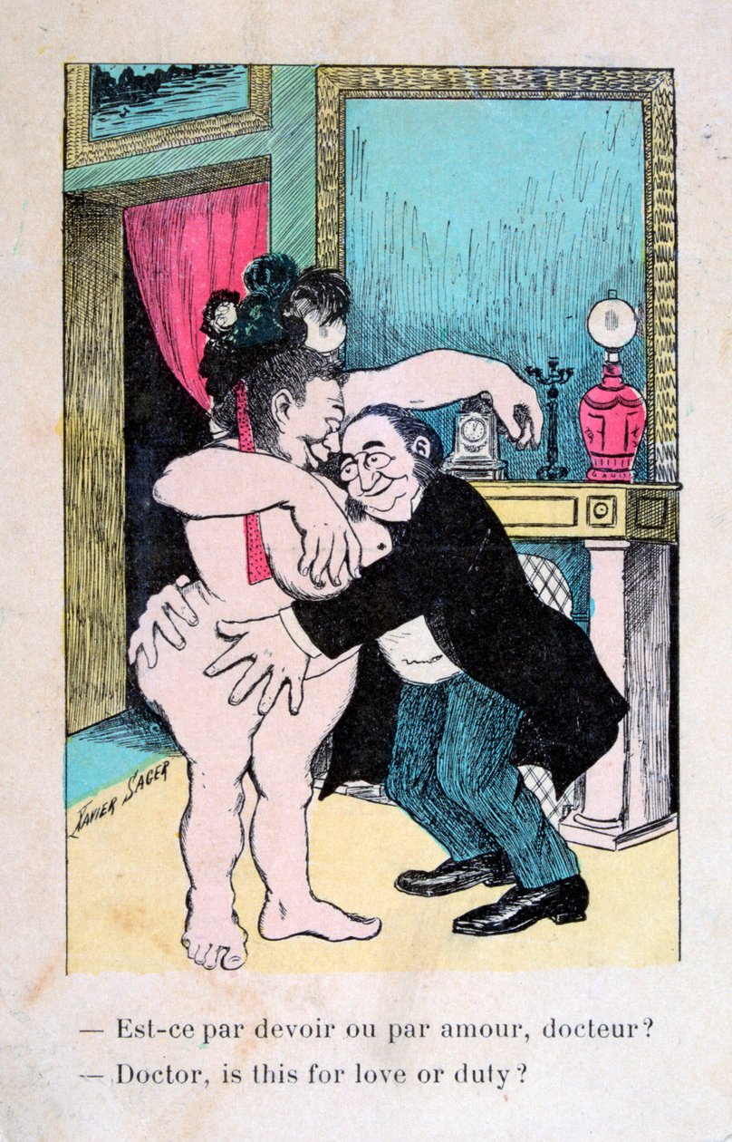 Doktor, är detta för kärlek eller plikt, vintage franskt vykort, c1900 av Unbekannt