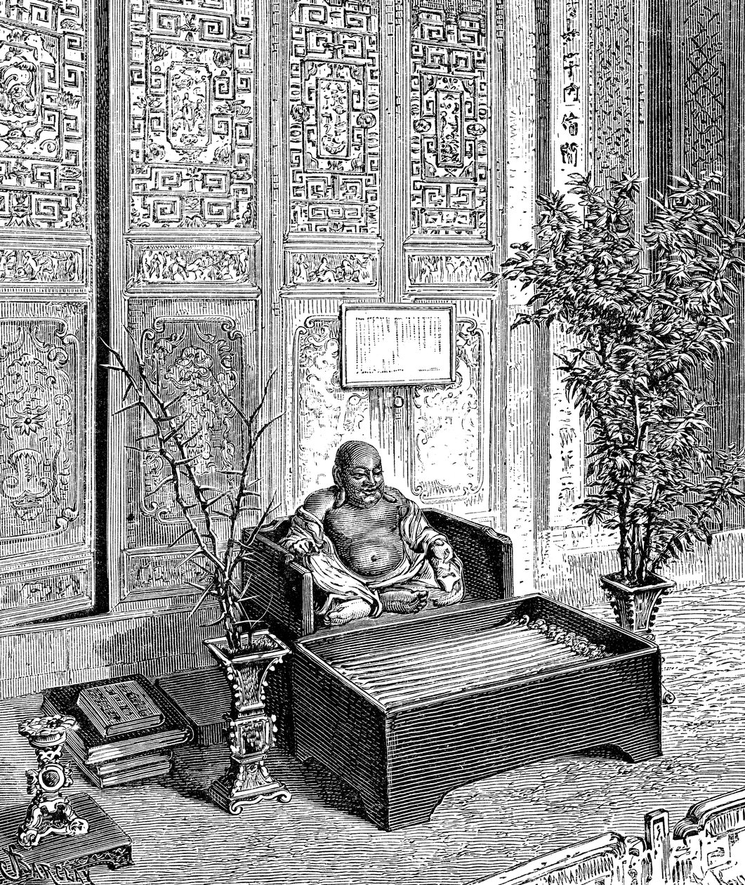Hemaltare, Den leende Buddha, c1890 av Unbekannt