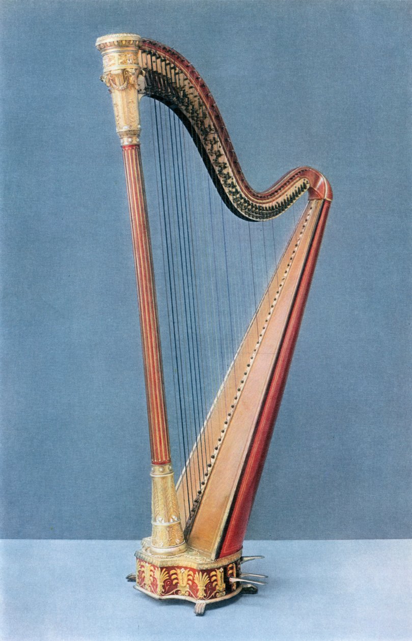Dubbelpedalharpa gjord av Erard Frères, Paris, mitten av artonhundratalet, 1948 av Unbekannt