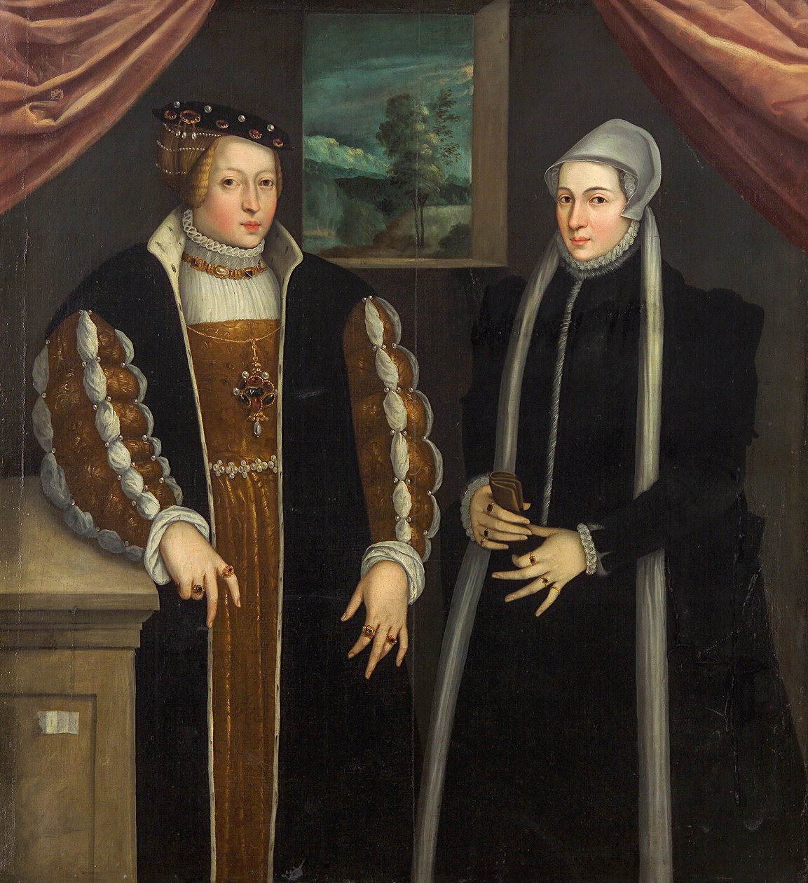 Dubbelporträtt Marie av Brandenburg-Kulmbach och Christina av Danmark, ca. 1580 av Unbekannt
